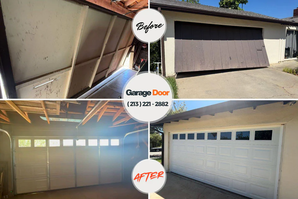 Before and after: garage door repair Farmville, NC